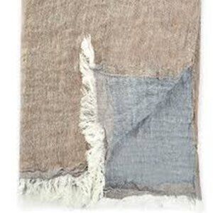 NWT Southern Living Elston Yarn Dyed Fringed Linen Throw